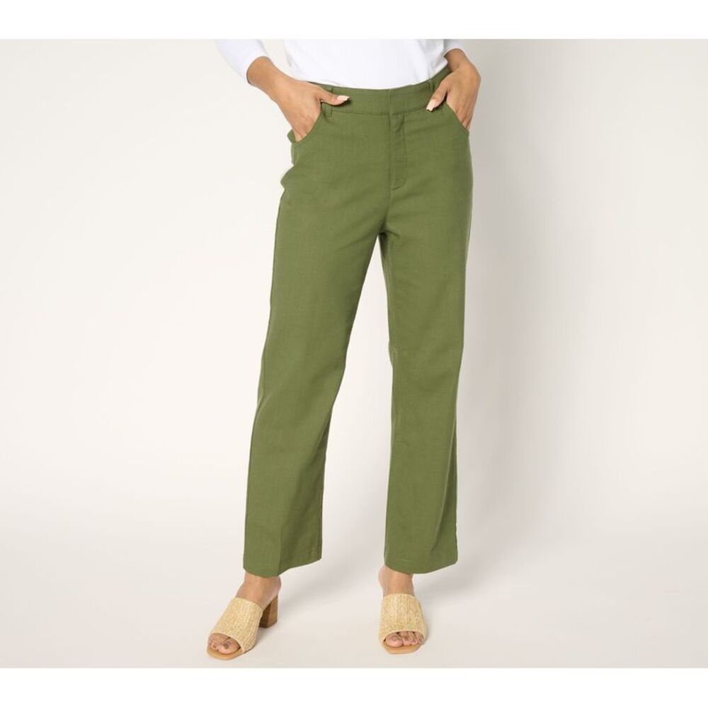 BEAUTIFUL by Lawrence Zarian Women's Plus Sz Pants 18 Twill Ankle Green A693056